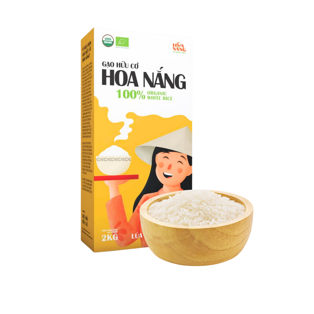 Gạo hữu cơ Hoa Nắng lúa chín vàng hộp 2 kg